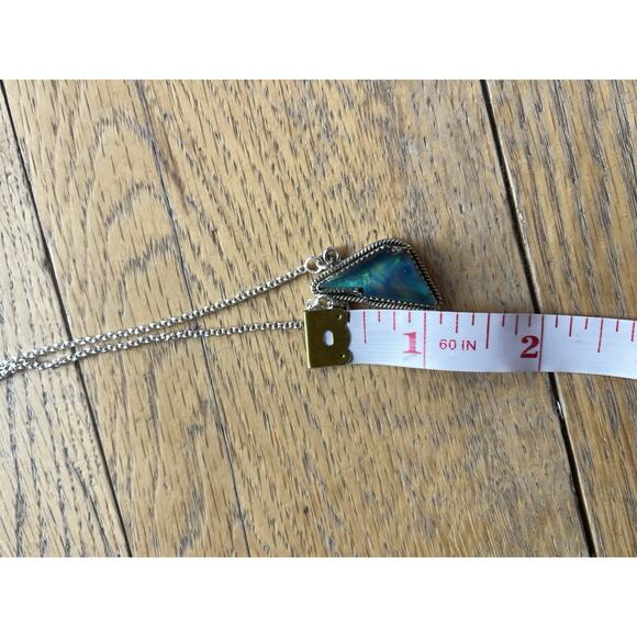 Aurora Opal Sterling Silver Lightning Bolt Necklace 16-18” Southwest Boho Flash - Picture 7 of 7